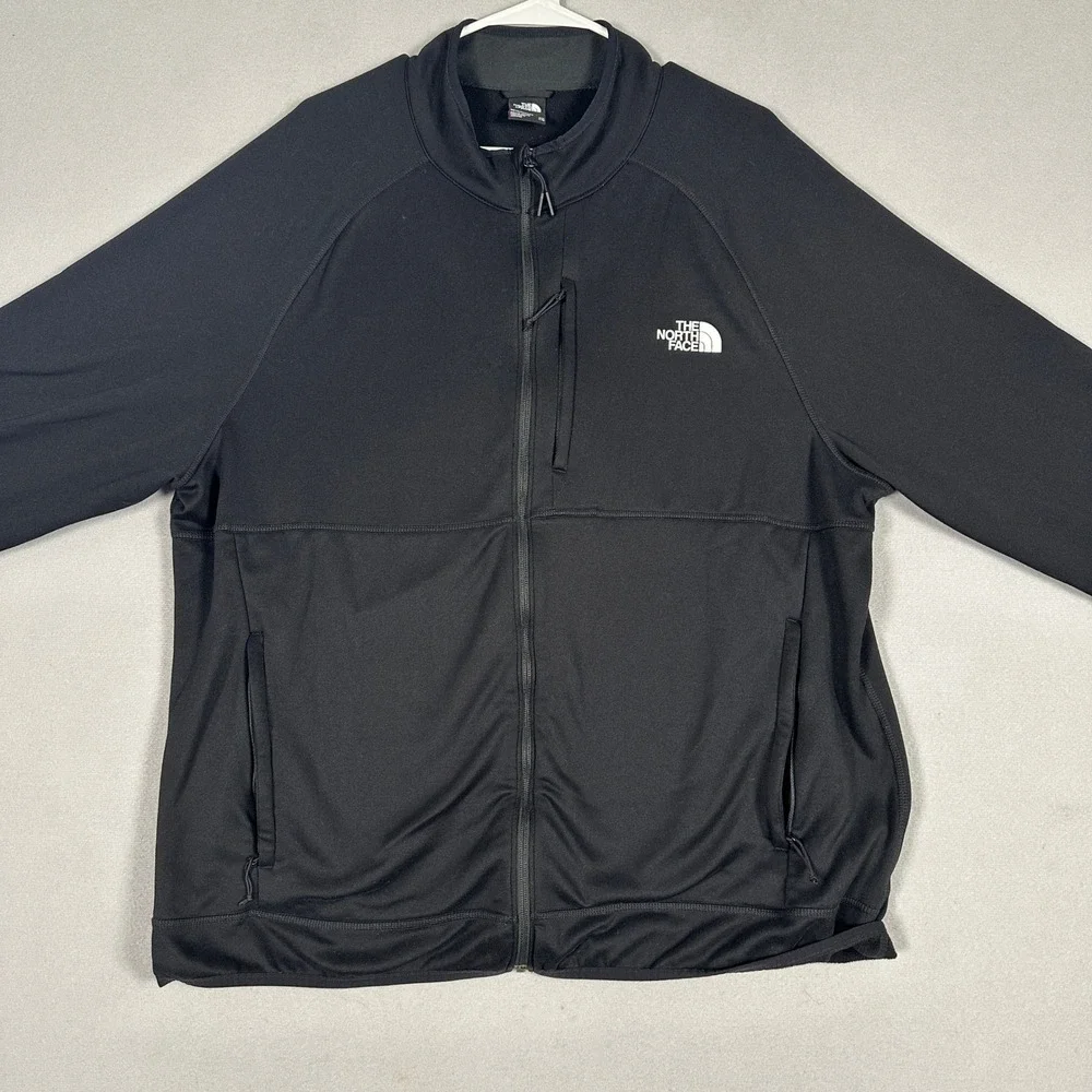 The North Face Jacket Mens 2XL Full Zip Fleece Black Stretch Coat Mockneck EUC